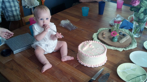 She did not get to try the cake, which was very good.